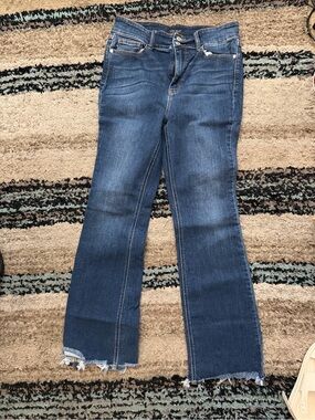 Judy Blue Medium Blue Flare Jeans with Raw Hem